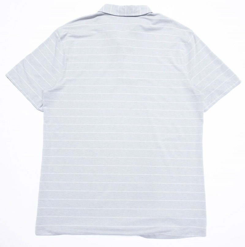 Lululemon Men's Polo Shirt XL Gray Striped Wicking Athleisure Short Sleeve
