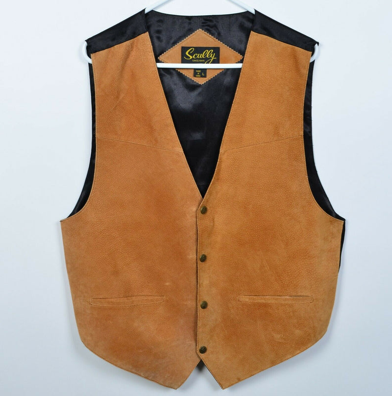 Scully Men's Large Leather Brown Snap-Front Oklahoma Sheriff Waistcoat Vest