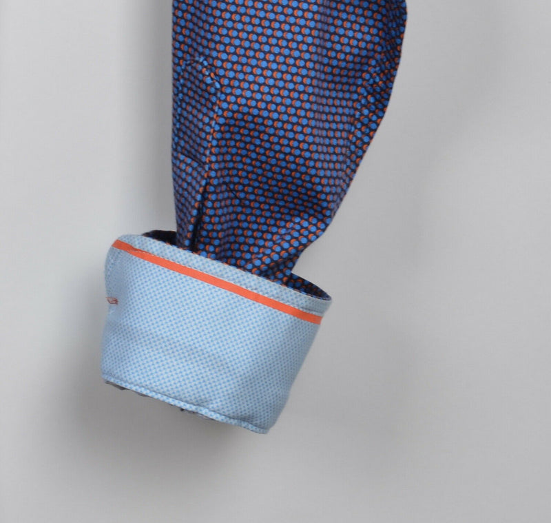 Butter Cloth Men's XL Flip Cuff Blue Orange Geometric Circle Button-Front Shirt