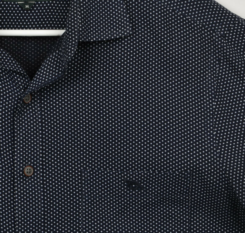 Rodd & Gunn Men's Sz Medium Original Fit Polka Dot Navy Blue Button-Front Shirt