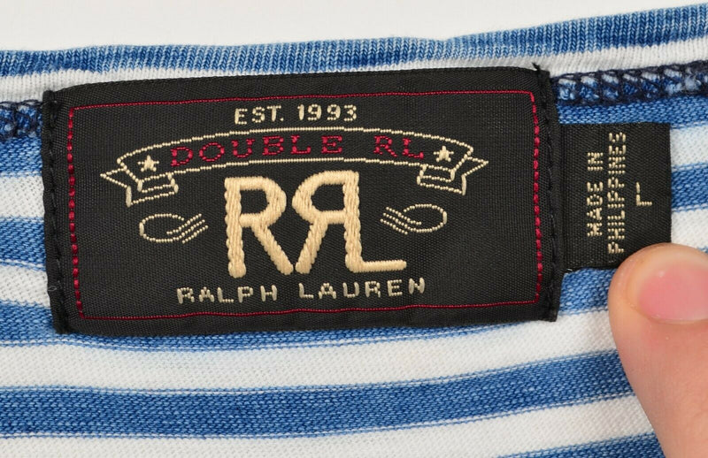 RRL Double RL Ralph Lauren Men Large Blue White Stripe Navy Sailor Pocket Shirt