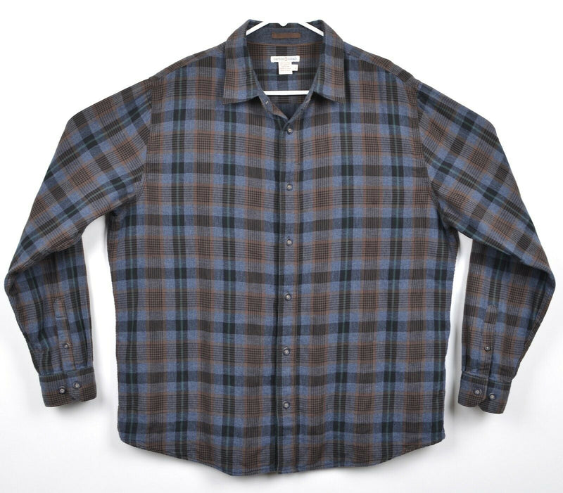 Carbon 2 Cobalt Men's Sz Large Blue Brown Plaid Button-Front Flannel Shirt
