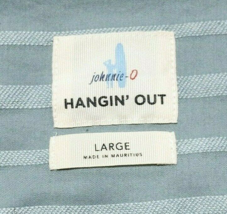 johnnie-O Hanging Out Shirt Large Men's Green Striped Short Sleeve Button-Front