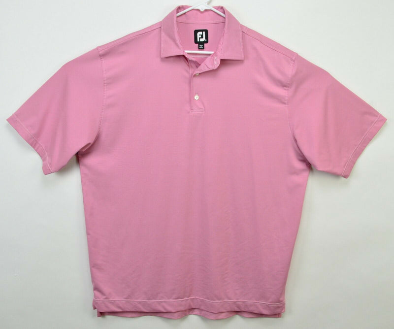 FootJoy Men's Sz XL Red White Micro Stripe Golf Polo Shirt
