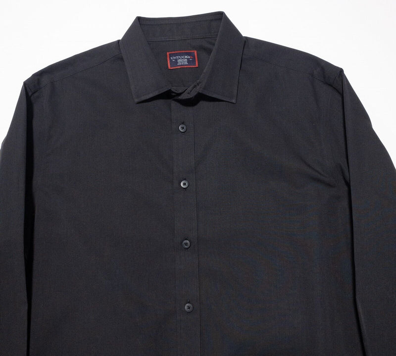 UNTUCKit Medium Men's Shirt Solid Black Wrinkle Free Long Sleeve Button-Front