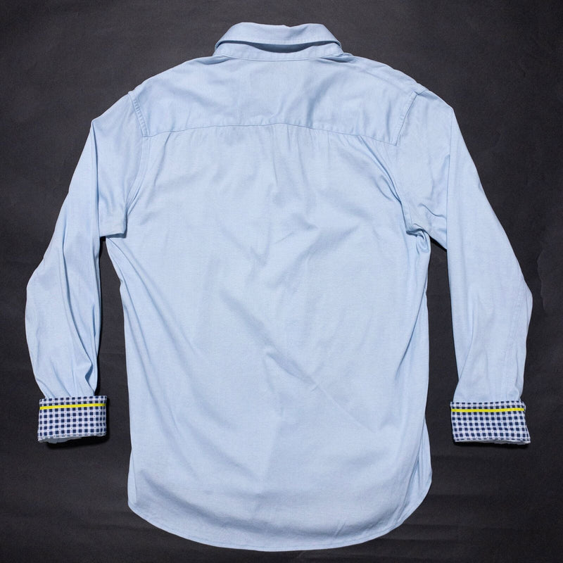 Butter Cloth Shirt Men's Large Flip Cuff Light Blue Button-Front Casual