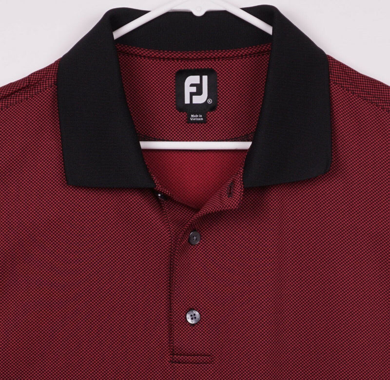 FootJoy Men's XL Red Black Micro-Check Plaid FJ Performance Golf Polo Shirt