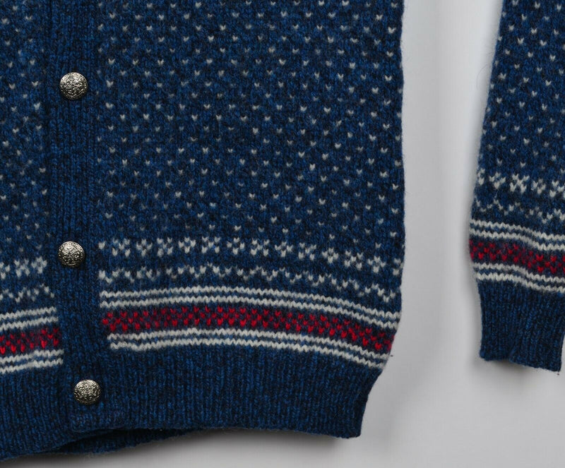 Vtg 80s L.L. Bean Men's Sz Medium Wool Blend Fair Isle Nordic Cardigan Sweater