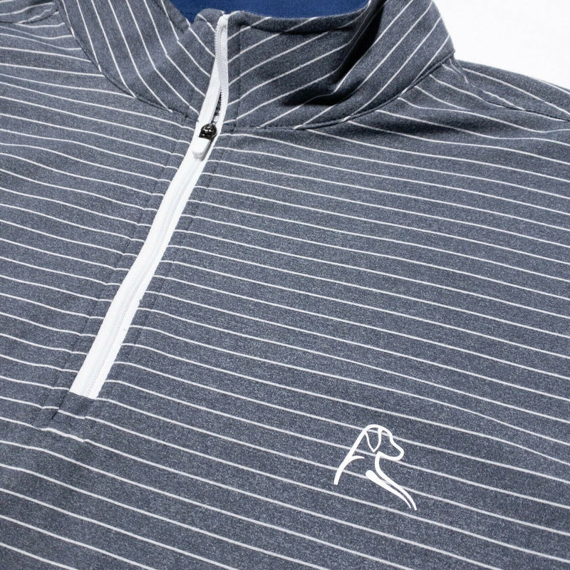 Rhoback Men's 1/4 Zip Golf Pullover Nylon Wicking Gray Stripe Dog Men's Large