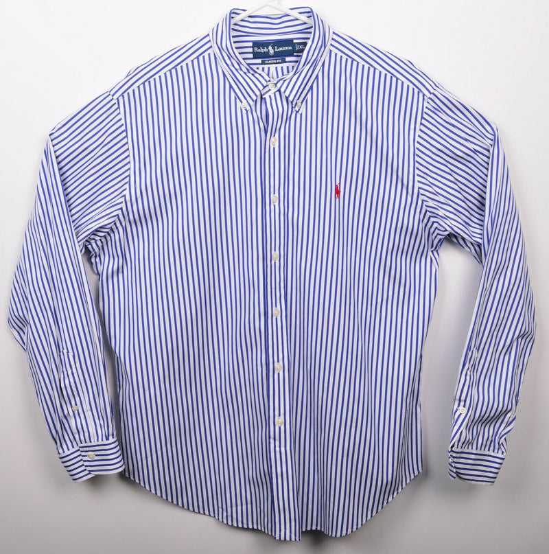 Polo Ralph Lauren Men's XL Classic Fit Blue White Striped Pony Button-Down Shirt