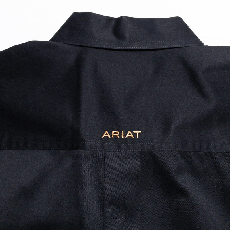 Ariat Shirt Men's XL Western Long Sleeve Button-Down Solid Black Rodeo Casual
