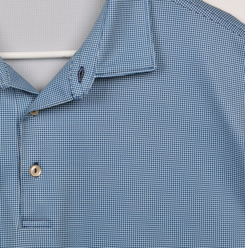 Peter Millar Men's Sz XL? Summer Comfort Blue Houndstooth Plaid Golf Polo Shirt