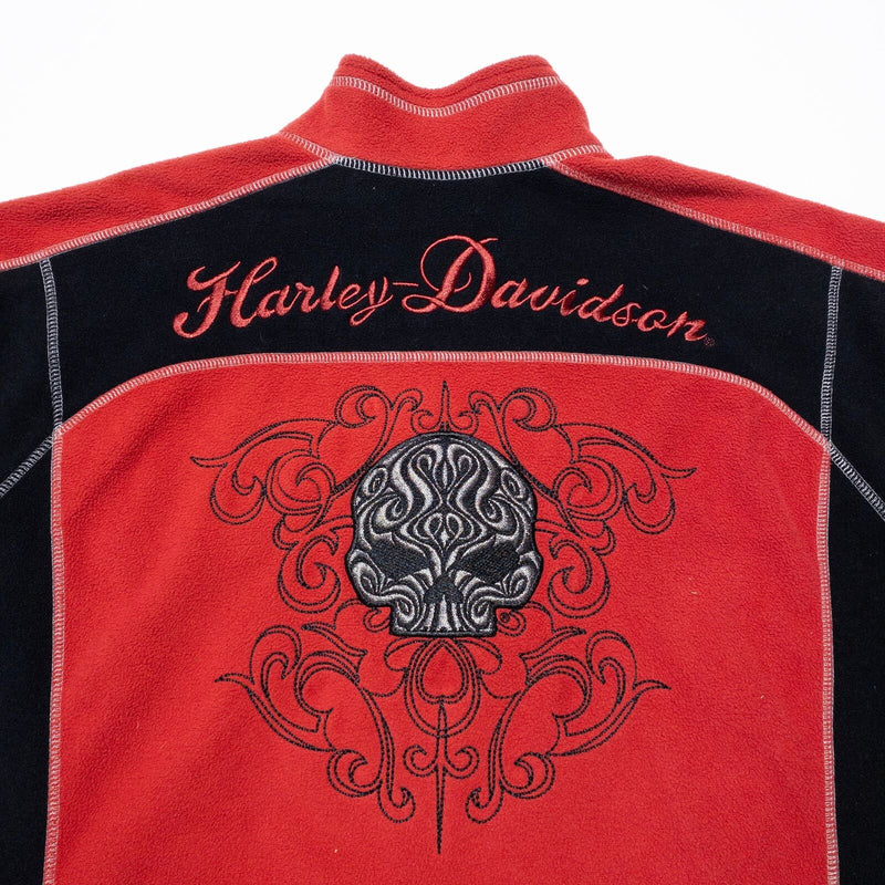 Harley-Davidson Fleece Jacket Women's 1W Skull Scroll Windproof Red Black Biker