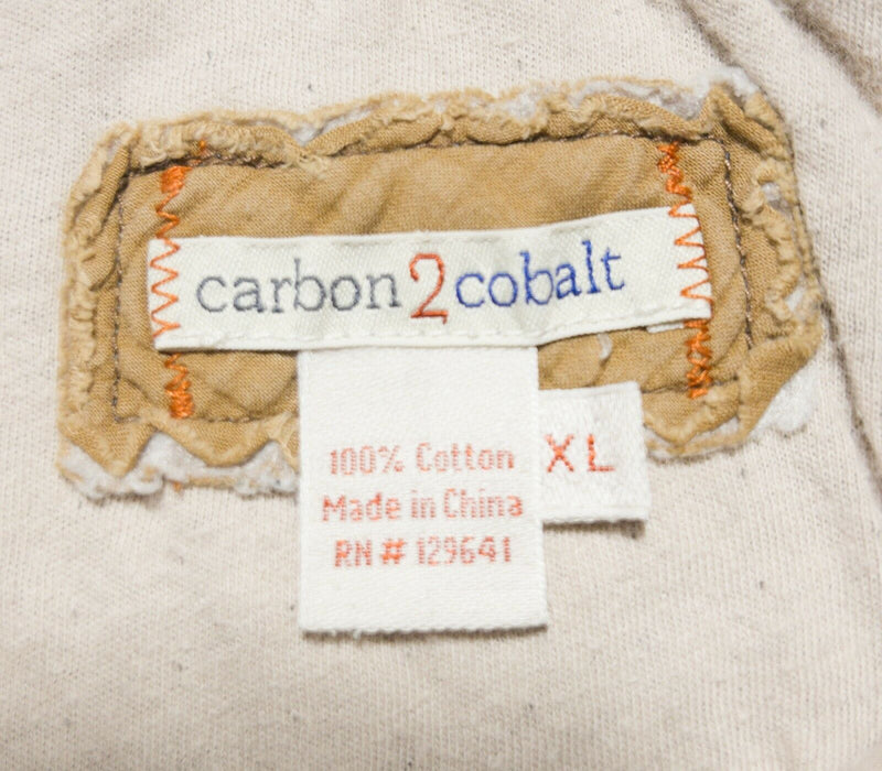 Carbon 2 Cobalt Men's XL Heather Gray Henley Collar Frayed Edge Sweatshirt