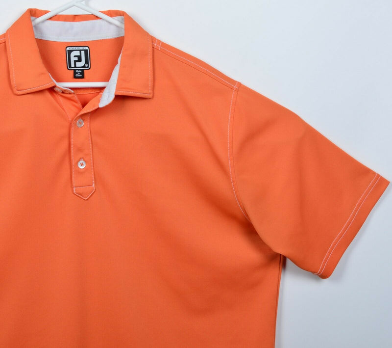 FootJoy Men's XL Athletic Fit Solid Orange FJ Golf Wicking Polo Shirt