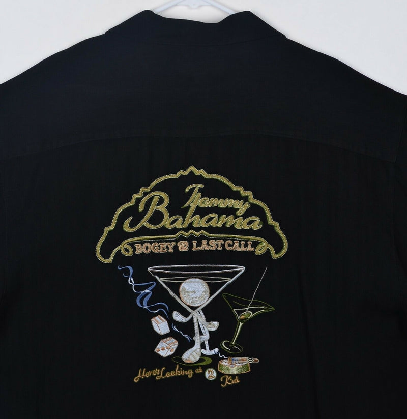 Tommy Bahama Men's Sz XL 100% Silk Embroidered Bogey & Last Call Hawaiian Shirt