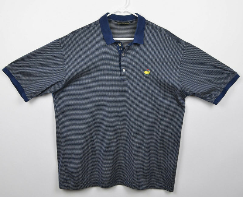 Bobby Jones Men's Sz XL Masters Logo Navy Blue Polka Dot Italy Golf Polo Shirt