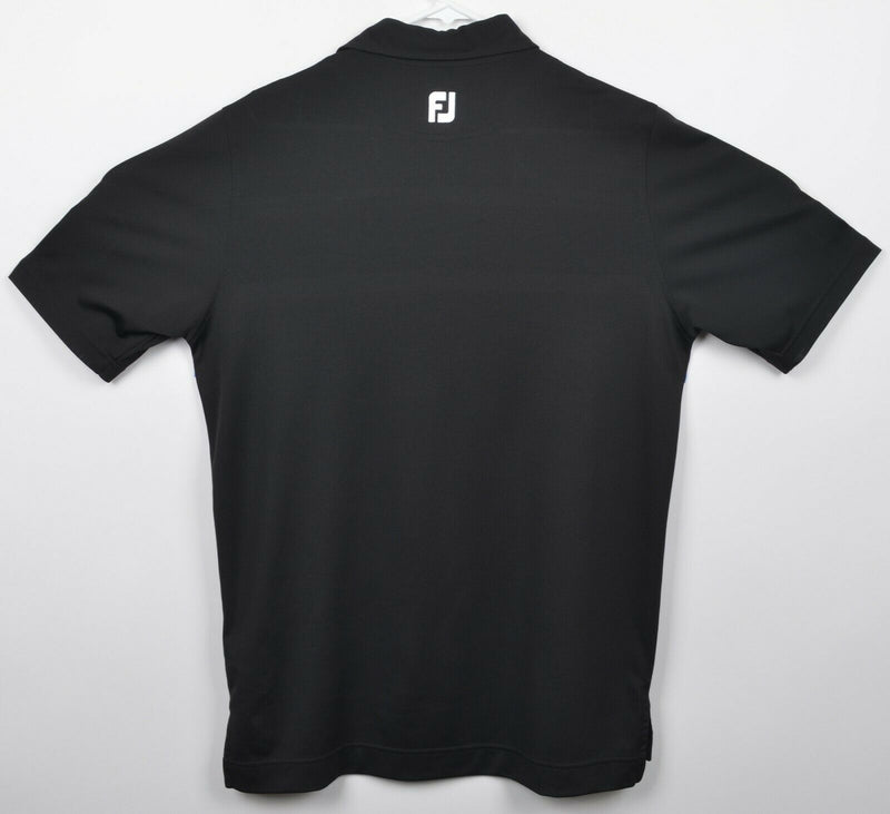 FootJoy Men's Sz Medium Athletic Fit Black Gray Red Striped FJ Golf Polo Shirt