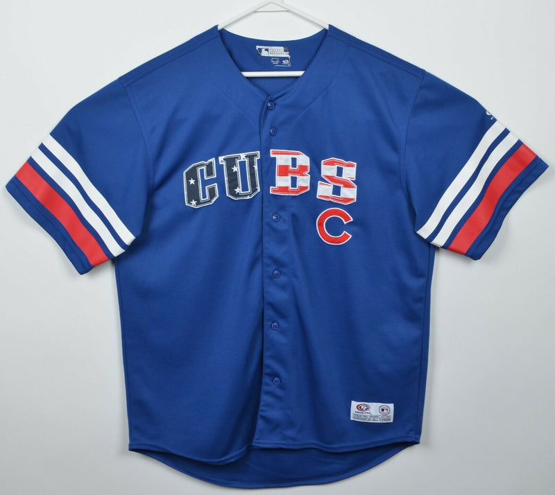 Chicago Cubs Men Large Blue Patriotic USA Stars Stripes True Fan Baseball Jersey