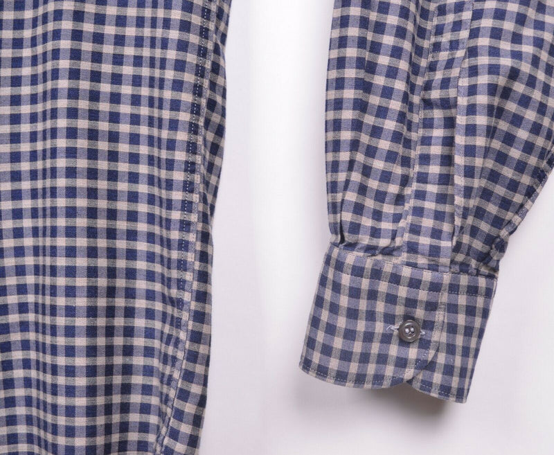 Armani Collezioni Men's Sz Medium Blue Plaid Viscose Cotton Blend Shirt