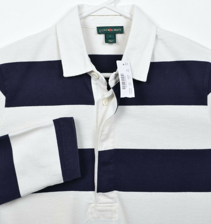 J. Crew Always Women's Medium 1984 Navy Blue White Chunky Stripe Rugby Shirt