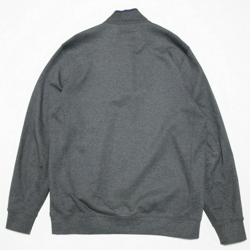 Bobby Jones 1/4 Zip Pullover Sweater Golf Gray Purple Pima Cotton Men's Large