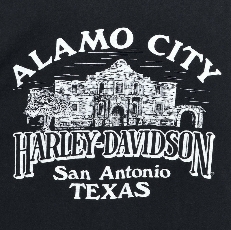 Vintage 1990 Harley-Davidson Men's Large Real Men Wear Black Texas Biker T-Shirt