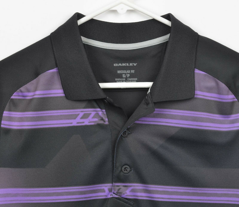 Oakley Hydrolix Men's Small Purple Black Striped Wicking Golf Polo Shirt