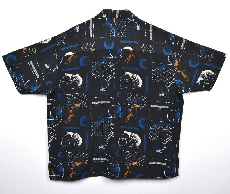 Vintage Rocawear Men's 2XL Basketball 100% Polyester Black Hawaiian Camp Shirt