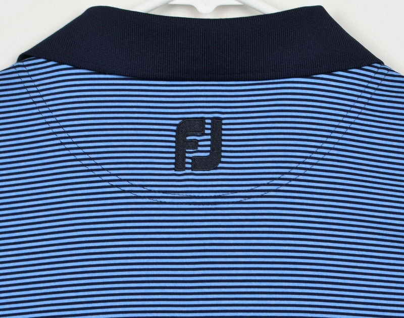 FootJoy Men's Sz Medium Blue Striped FJ Performance Golf Polo Shirt Idlewild