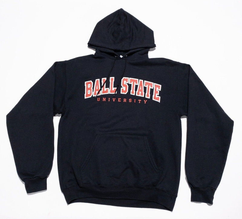 Ball State University Hoodie Men's Medium Champion Pullover Sweatshirt Black 90s