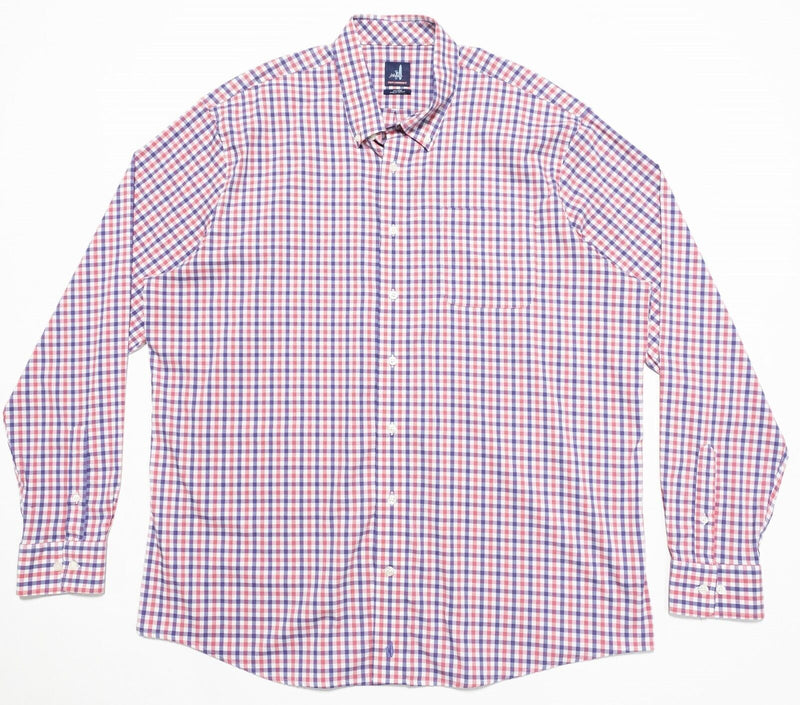 johnnie-O Shirt Men 2XL Prep-Formance Long Sleeve Nylon Bamboo Pink Purple Check