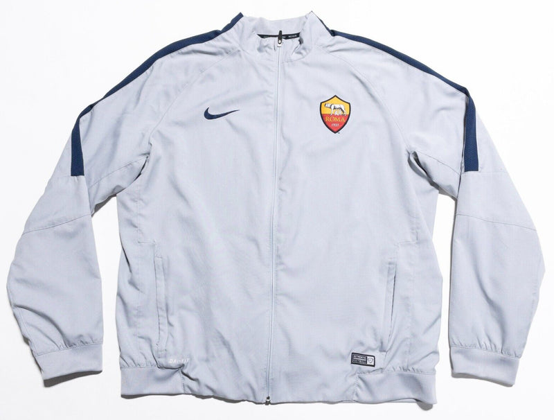 AS Roma Jacket Men's 2XL Nike Dri-Fit Full Zip Gray Soccer Club Track Jacket