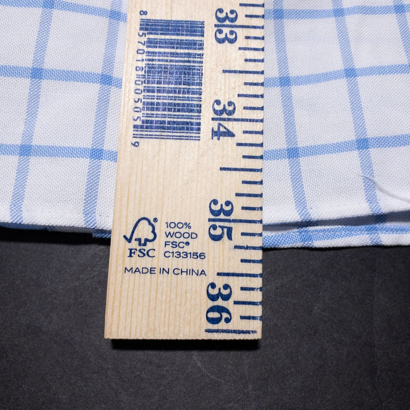 Brooks Brothers Madison Dress Shirt Men 2XL White Blue Check Non-Iron Brookscool