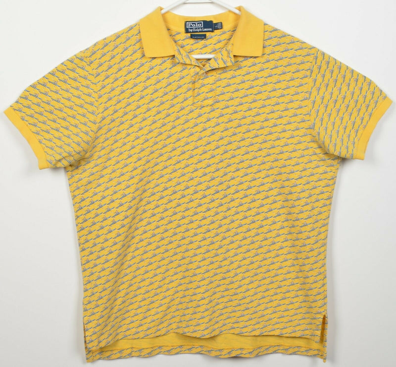 Polo Ralph Lauren Men's Large Rowing Man Pattern Golden Yellow S/S Polo Shirt