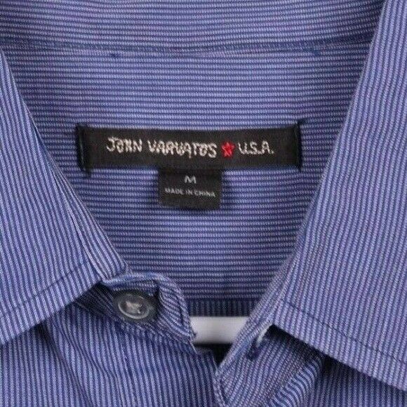 John Varvatos USA Men's Medium Blue Micro Striped Long Sleeve Pocket Shirt