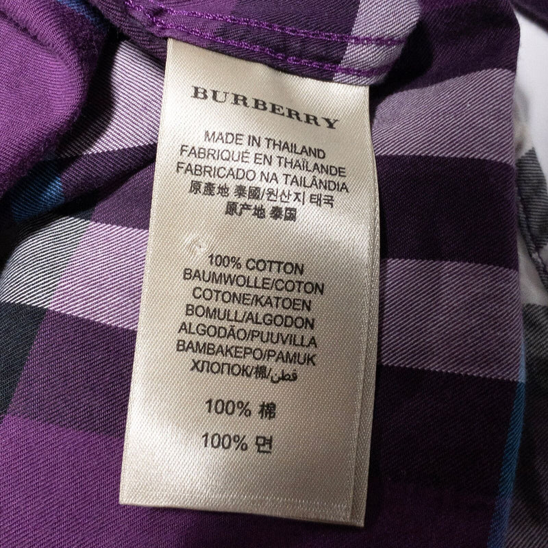 Burberry Brit Shirt Men's XL Purple Check Long Sleeve Button-Down Designer