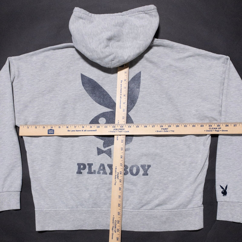 Playboy by Pacsun Hoodie Women's Large Full Zip Sweatshirt Gray Bunny Logo