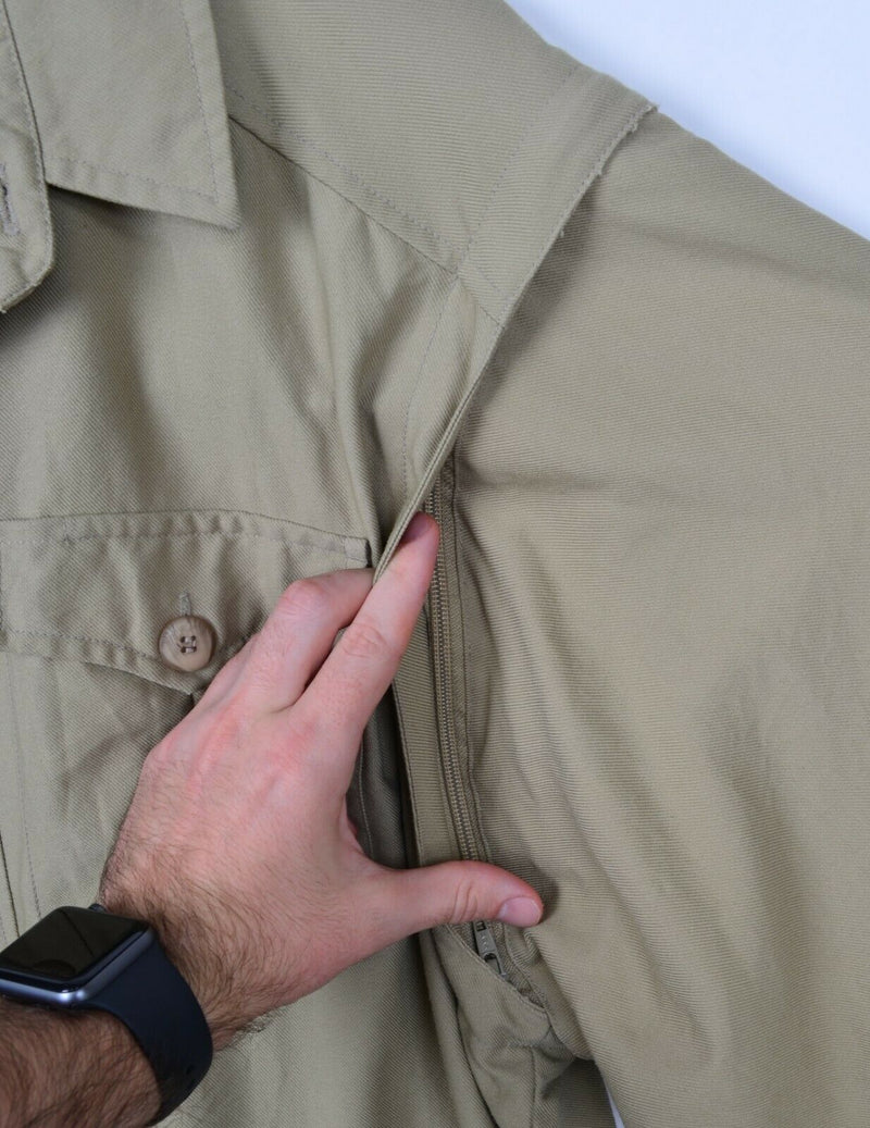 TravelSmith Men's Medium Vented Safari Fishing Convertible Vest Tan Field Jacket