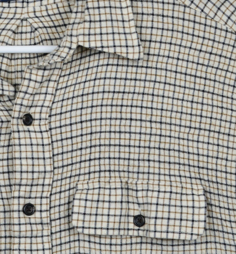 Polo Ralph Lauren Men's Large "Whitfield" Wool Blend Cream Plaid Flannel Shirt