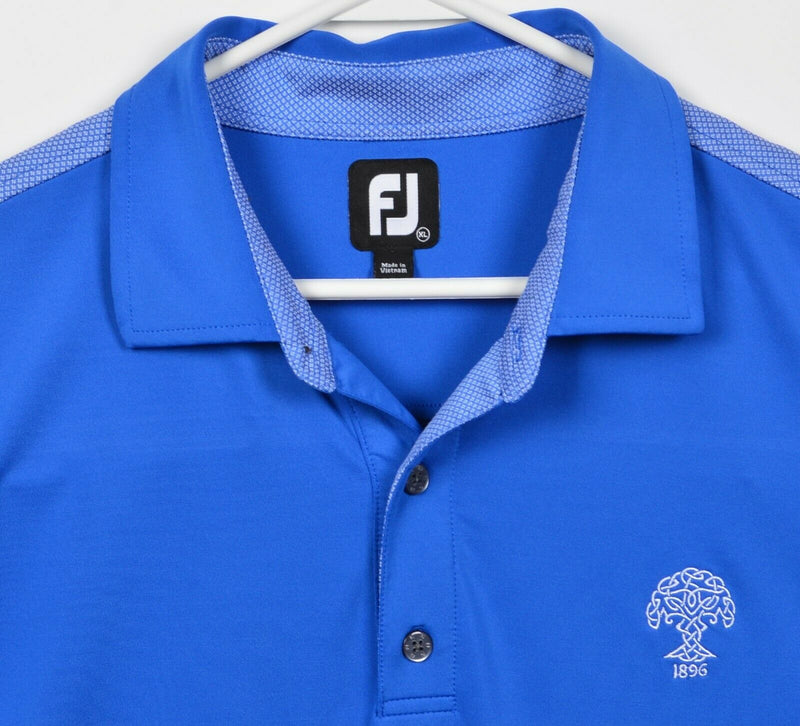 FootJoy Men's XL Solid Blue Geometric Accent FJ Golf Wicking Polo Shirt