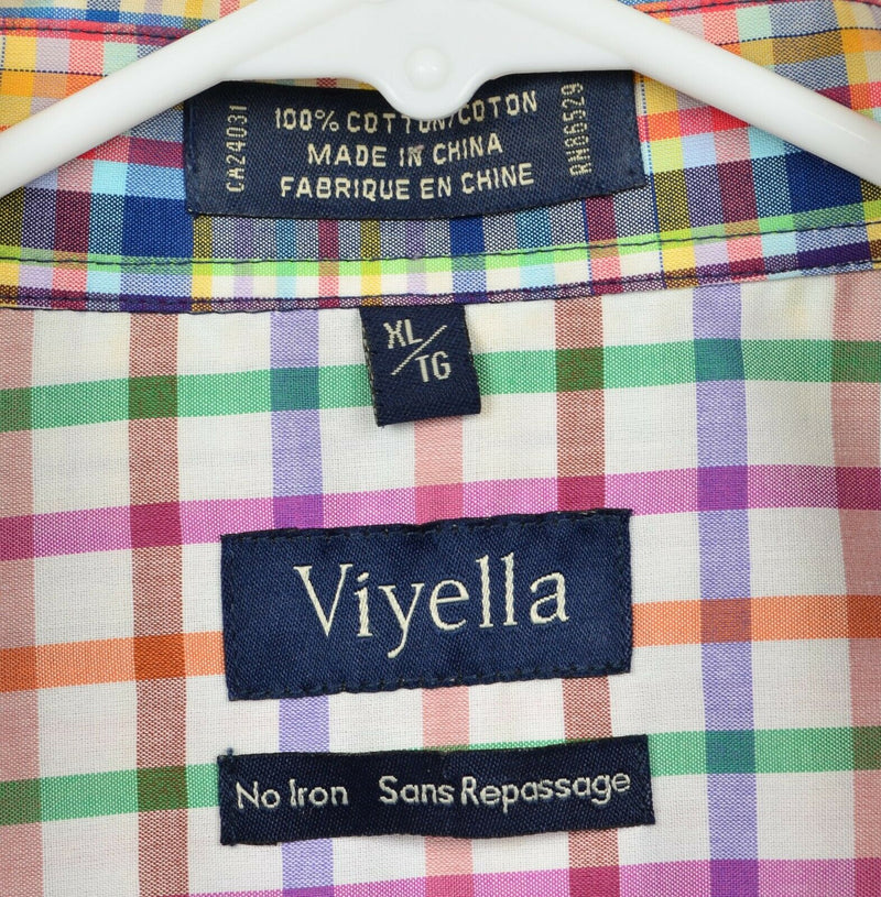 Viyella Men's Sz XL Multicolor Plaid Non-Iron Short Sleeve Button Down Shirt