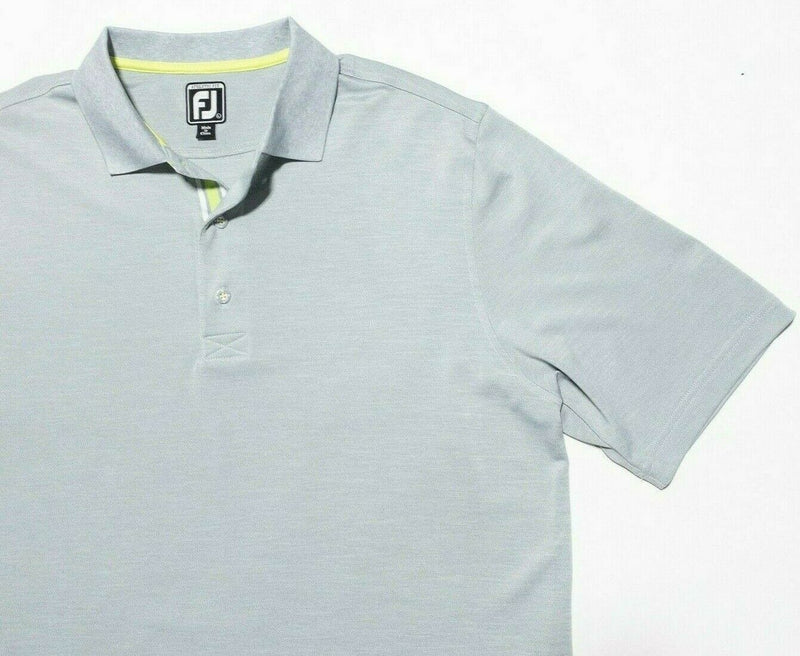 FootJoy Large Athletic Fit Shirt Men's Polo Golf Gray Neon Accent Wicking