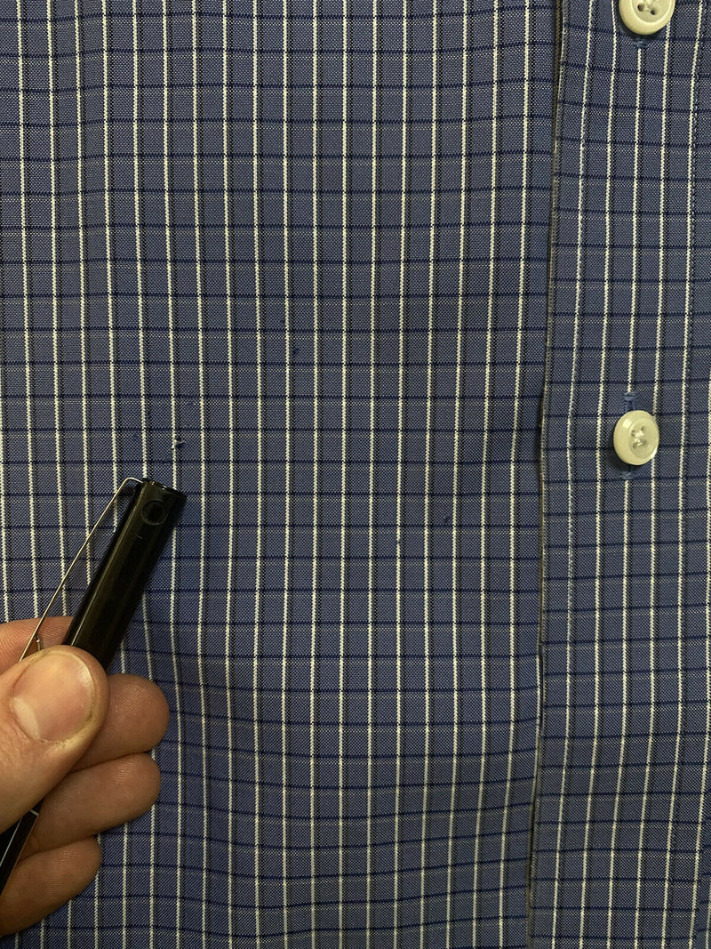 L.L. Bean Men's 17.5-33 (XL) Wrinkle Resistant Blue Plaid Button-Down Shirt