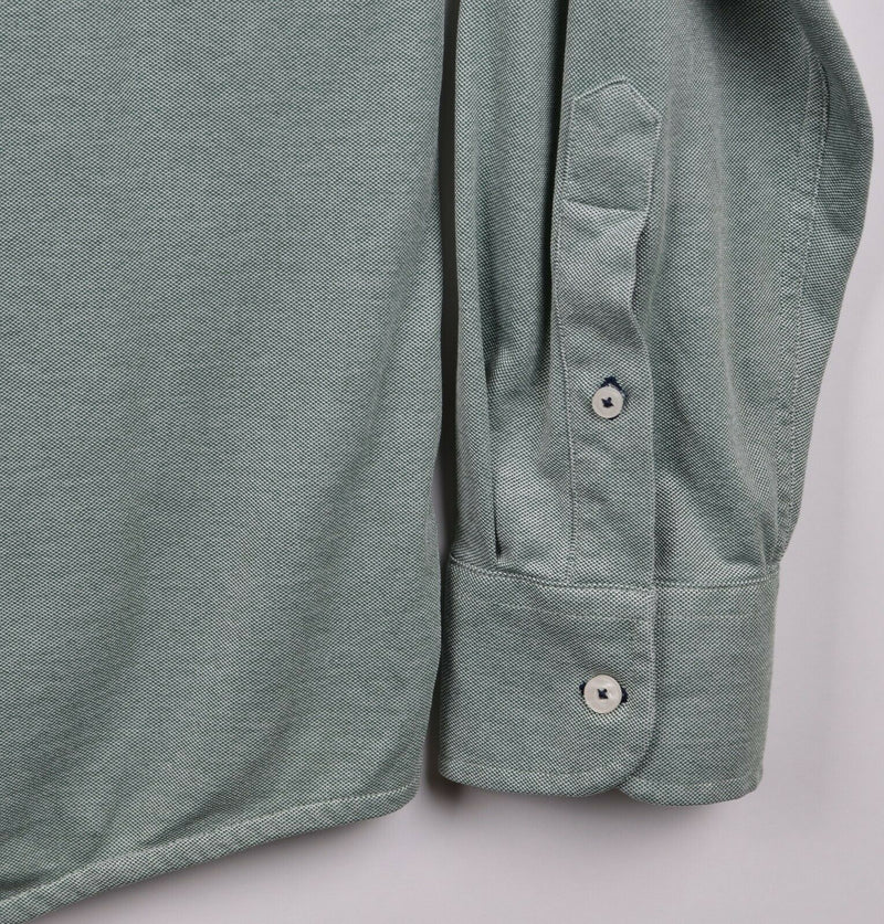 UNTUCKit Men's 2XL CoolMax Polyester Cotton Blend Green Button-Front Shirt