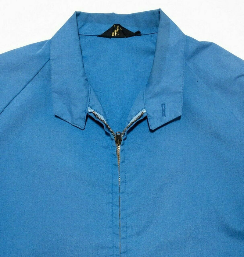 Sir Jac Vintage 60s 70s Collared Bomber Jacket Solid Blue Men's Large