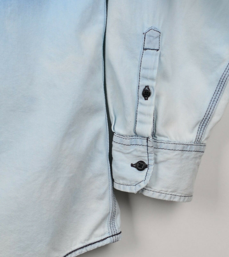Adidas Neo Men's 2XL Ombre Gradient Denim Blue Jean Button-Front Shirt
