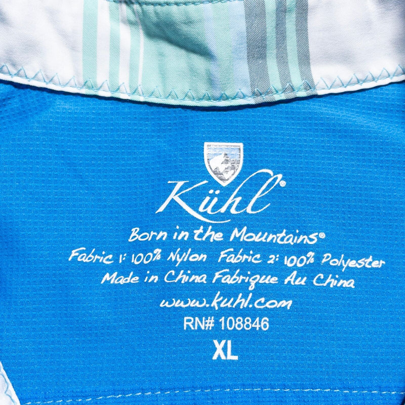 Kuhl Shirt Women's XL Button-Up Flip Cuff Nylon Wicking Blue Outdoor Travel
