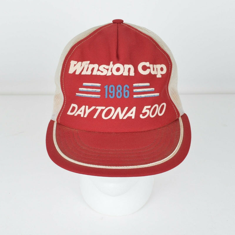 Vtg 1986 Winston Cup Men's Daytona 500 Red Snapback Mesh Trucker Hat