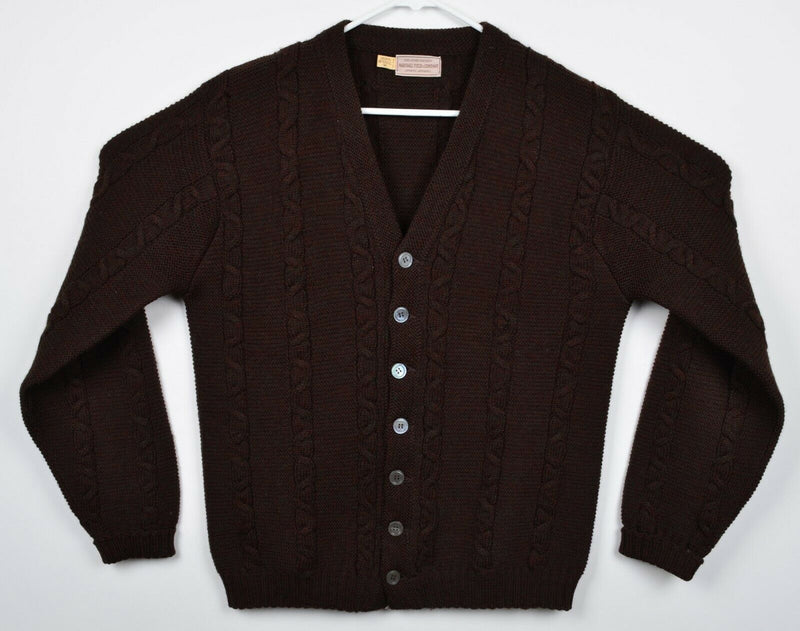 Vintage 60s Marshall Field.& Company Men's Medium 100% Wool Cableknit Cardigan